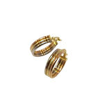 19mm Klasik Üçlü Halka Küpe 14 Ayar Altın HD VİDEOLU