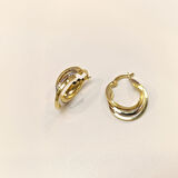 23mm Üçlü Halka Küpe 14 Ayar Altın HD VİDEOLU