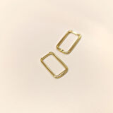 19.5mm Ataç Dikdörtgen Halka Küpe 14 Ayar Altın HD VİDEOLU