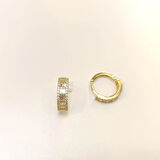 14.5mm Baget Taşlı Su Yolu Halka Küpe 14 Ayar Altın HD VİDEOLU