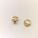 13.5mm Taşlı Halka Küpe 14 Ayar Altın HD VİDEOLU