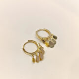 23.5mm Damla Pullu Halka Küpe 14 Ayar Altın HD VİDEOLU