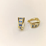 Mavi Taşlı Küpe 14 Ayar Altın HD VİDEOLU