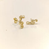 Sol Anahtarı Vidalı Küpe 14 Ayar Altın HD VİDEOLU