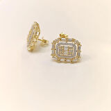 Büyük Boy Baget Taşlı Küpe 14 Ayar Altın HD VİDEOLU