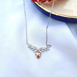 Zirkon Taşlı  Kalpli Gümüş Kolye