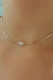 Baget Taşlı Choker Gümüş Kolye