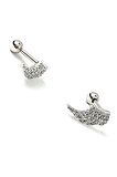 Melek kanadı figurlu pırlanta ışıltısında zirkon tasli 316L anti alerjik cerrahi celik tragus veya kikirdak helix piercing bar