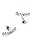 7 sıra tasli zirkon 316L cerrahi anti alerjik celik tragus veya kikirdak helix piercing  bar uzunluk 6mm kalinlik 1mm 1.2 mm