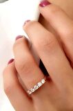 Sky diamond gümüş rose altın kaplama beş taş yüzük