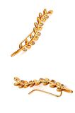 Yaprak figürlü gümüş rose earcuff tek küpe 