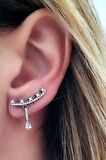 pırlanta ışıltısında zirkon taşlı gümüş earcuff tek küpe 