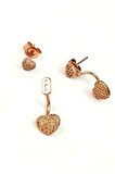 Şampanya rengi sitrin taşlı gümüş rose earcuff cift küpe