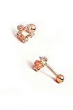 Pırlanta ışıltısında zirkon taşlı 925 ayar  gümüş rose tragus kıkırdak piercing 