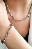 Swarovski taşlı gümüş altın kaplama lüks takı seti