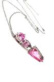 Pembe zirkon taşlı gümüş modern kolye