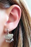 Swarovski taşlı gümüş deniz kabuğu figürlü küpe
