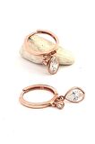 Zirkon taşlı gümüş rose halka küpe 1.5 cm çap