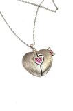 Pembe zirkon taş detaylı gümüş kalpli aşk kolyesi 