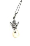 İnci üzerine oturan barış meleği tasarım 925 ayar gümüş kolye