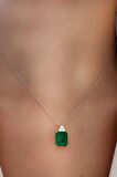 Sky Diamond Green  creative rubies 925 ayar gümüş lüks baget kolye 