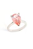 Sky Diamond Pink Morganit Taşlı 925ayar Gümüş Lüks Damla Yüzük 