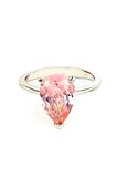 Sky Diamond Pink Morganit Taşlı 925ayar Gümüş Lüks Damla Yüzük 