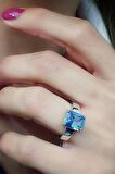 Sky Diamond Blue Creative Sapphire 925 ayar Gümüş Lüks Yüzük