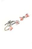 Sky Diamond Pink Morganit Taşlı  925ayar Gümüş Kare Lüks Set Takım
