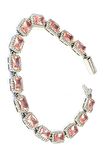 Sky Diamond Pink Morganit Taşlı 925ayar Gümüş Lüks Su Yolu Bileklik