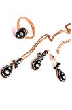 Elmas İşçiliğinde Zirkon Taşlı 925ayar Gümüş Rose Damla Set Takım 