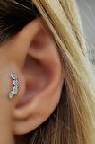 Zirkon Taş Detaylı 925 ayar Gümüş Tragus Kıkırdak Piercing