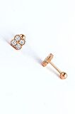 925ayar gümüş üzerine rose altın kaplama Zirkon taş detaylı Çiçek Figürlü Tragus Kıkırdak Piercing