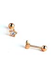 Pırlanta Parlaklığında Zirkon Taşlı 925ayar Gümüş Rose Altın Yıldız Figürlü Tragus Piercing