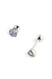 Pırlanta Parlaklığında Zirkon Taşlı 925ayar Gümüş Kalp Figürlü Tragus Piercing