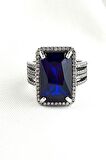 Sky Diamond Blue Creative Sapphire 925ayar Gümüş Lüks Yüzük 