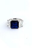 Sky Diamond Blue Creative Sapphire 925ayar Gümüş Baget yüzük