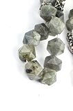 925 ayar Gümüş Püsküllü ve İmameli Labrodorite Doğal Taş Tesbih