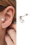 Pırlanta Parlaklığında Zirkon Taşlı 925ayar Gümüş Tragus helix piercing 