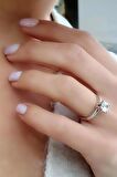 Sky Diamond Taşlı 925 ayar Gümüş Tek Taş Yüzük 