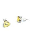 Sky Diamond Yellow Sitrin 925 ayar Gümüş Kalp Küpe