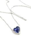 Sky Diamond purple  Tanzanit ice cut  925ayar Gümüş Üzerine Altın Kaplama Kalp Kolye 