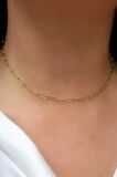 İtalyan tasarımı 925ayar gümüş üzerine altın kaplama Ataç Zincir Choker Kolye 