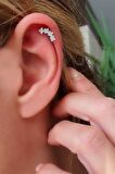 Zirkon Taşlı 925ayar Gümüş Çiçek Yay Tragus Kıkırdak Helix Piercing 