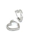 Baget Zirkon Taş Detaylı 925 Ayar Gümüş İtalyan Kalp Şeklinde Halka Küpe