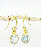 Aquamarin tasli altin kaplamali 925ayar gumus kupe