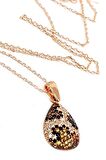 Leopard Desenli Gumus Rose Kolye