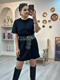 Simli Triko Elbise SİYAH