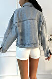 Kadın Oversize Denim Mavi Ceket