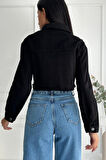Kadın Etek Ucu Püsküllü Crop Denim Ceket
